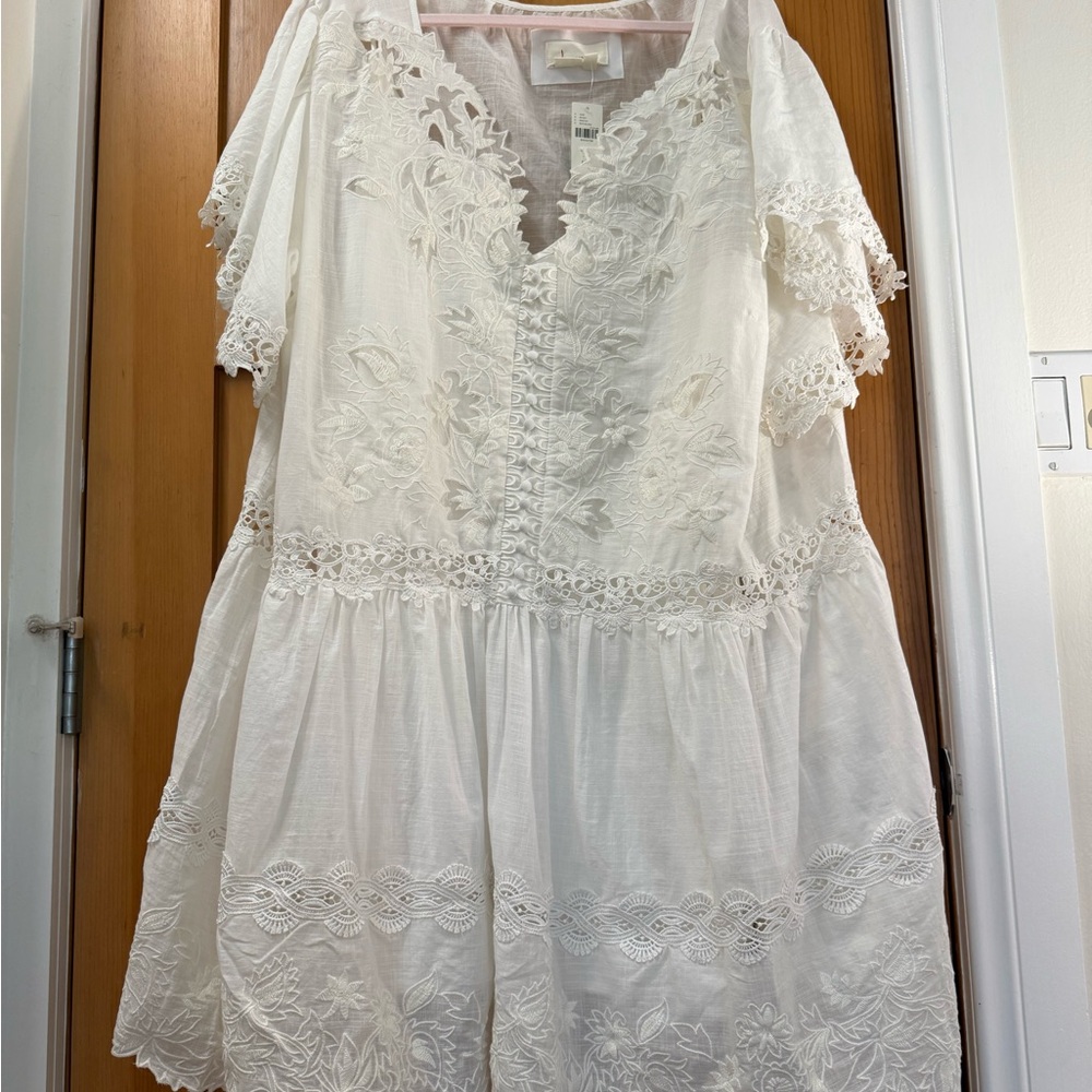 Anthropologie White Lace Boho Dress